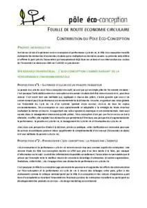CONTRIBUTION DU POLE ECO-CONCEPTION A LA FEUILLE DE ROUTE ECONOMIE CIRCULAIRE 