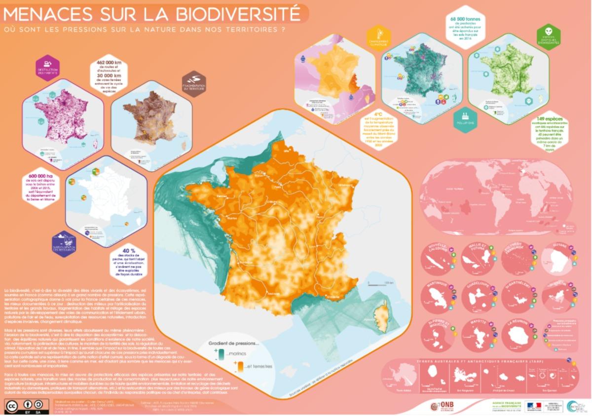 Les menaces qui pèsent sur la biodiversité en France : cartographie