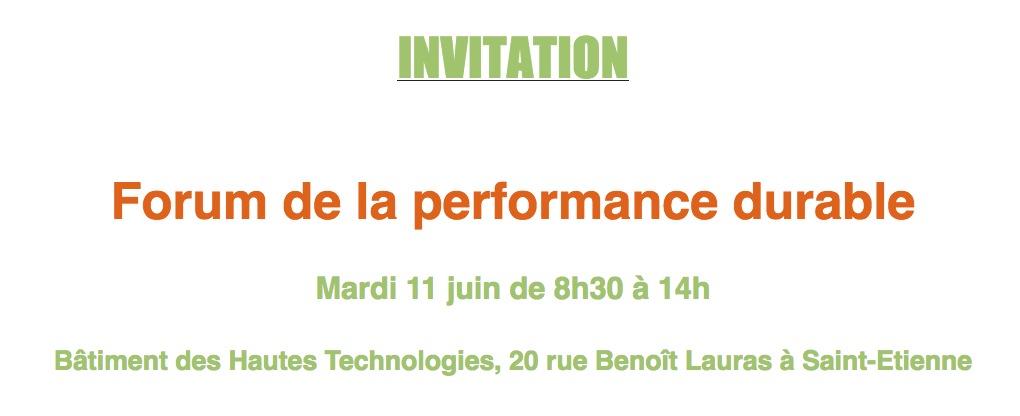 Rendez-vous au Forum de la performance durable le 11 juin à St-Etienne