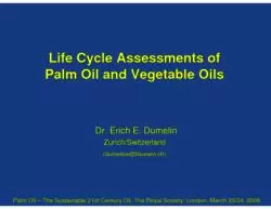 Life Cycle Assessments of Palm Oil and Vegetable Oils